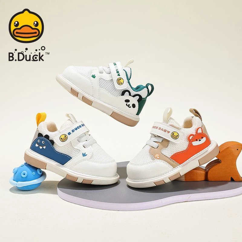 B.Duck小黄鸭童鞋秋季网面软底学步鞋叫叫鞋小童宝宝步前鞋幼儿