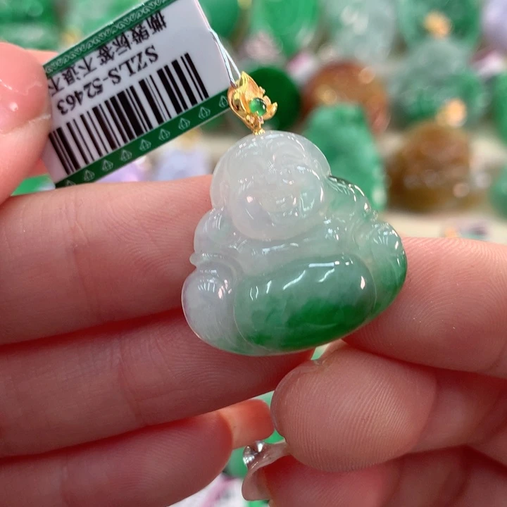 翡翠吊坠(不含链)18K金镶嵌