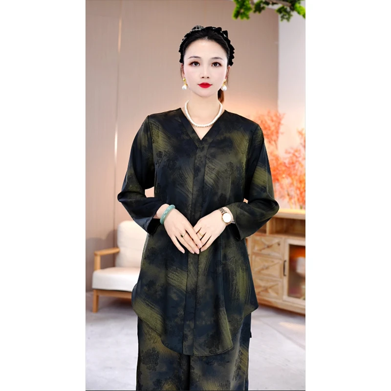 春夏新款套装丨凌霜丨端庄宽松提花减龄长袖洋气高级两件套-1286#