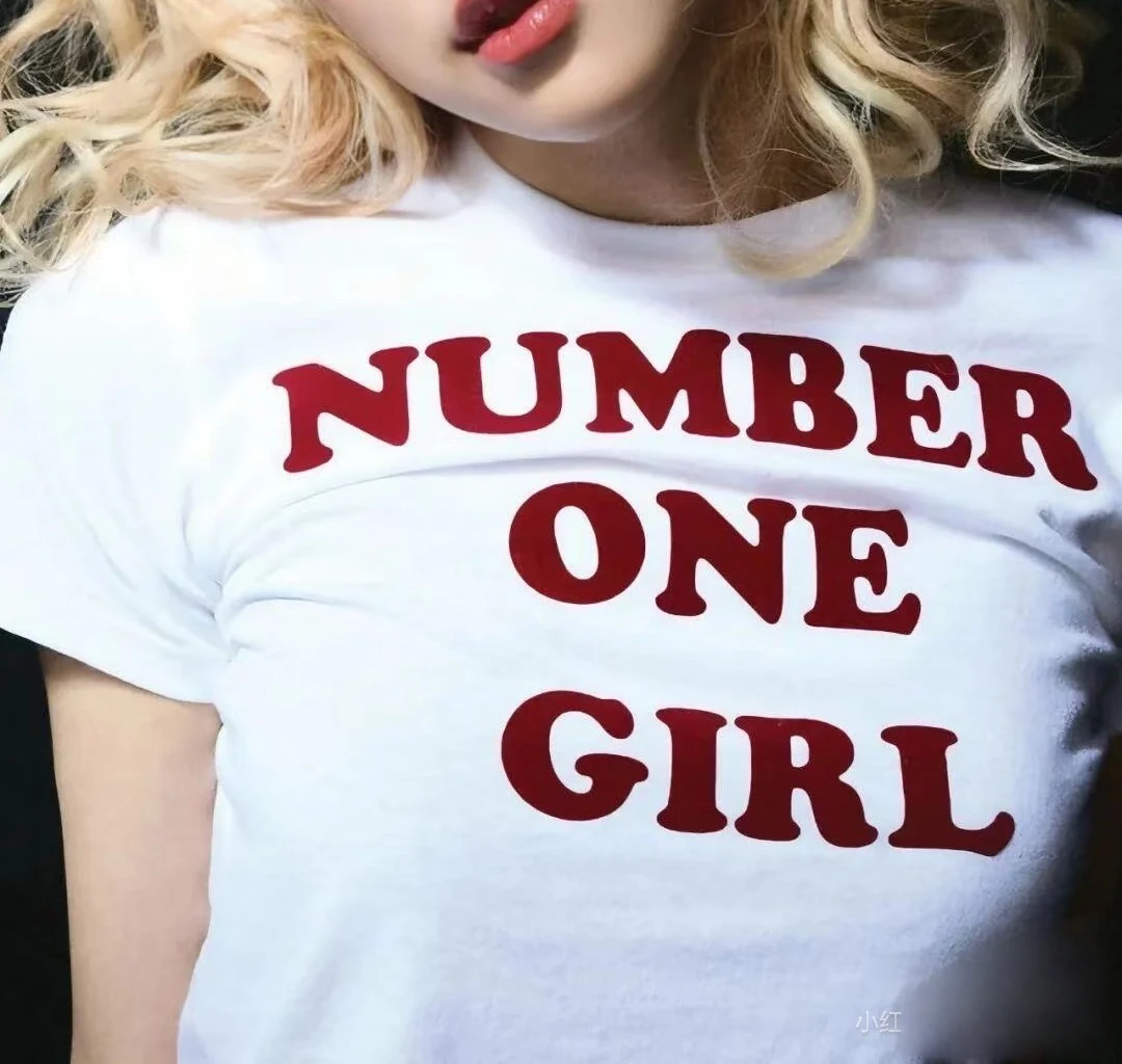 白色正肩短袖印花圆领修身显瘦T恤293