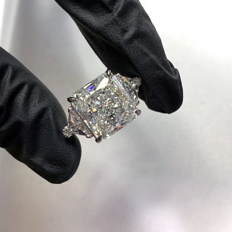 铜合金合成锆石戒指 欧美时尚爆闪冰花气质开口戒指公主方时尚款