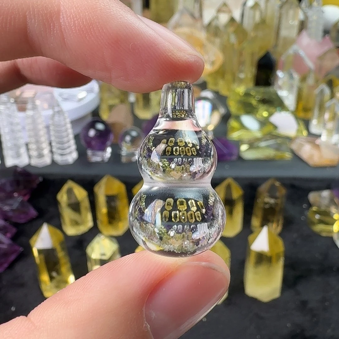 水晶未镶嵌珠宝半成品白水晶葫芦