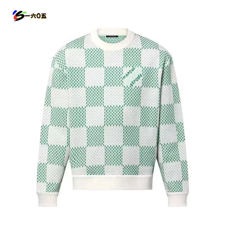 SC24368 秋冬加厚经典棋盘格字母刺绣针织毛衣