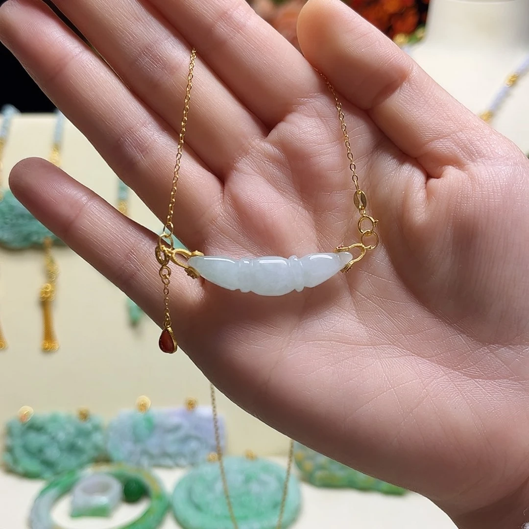 翡翠颈饰银S925镶嵌藕节