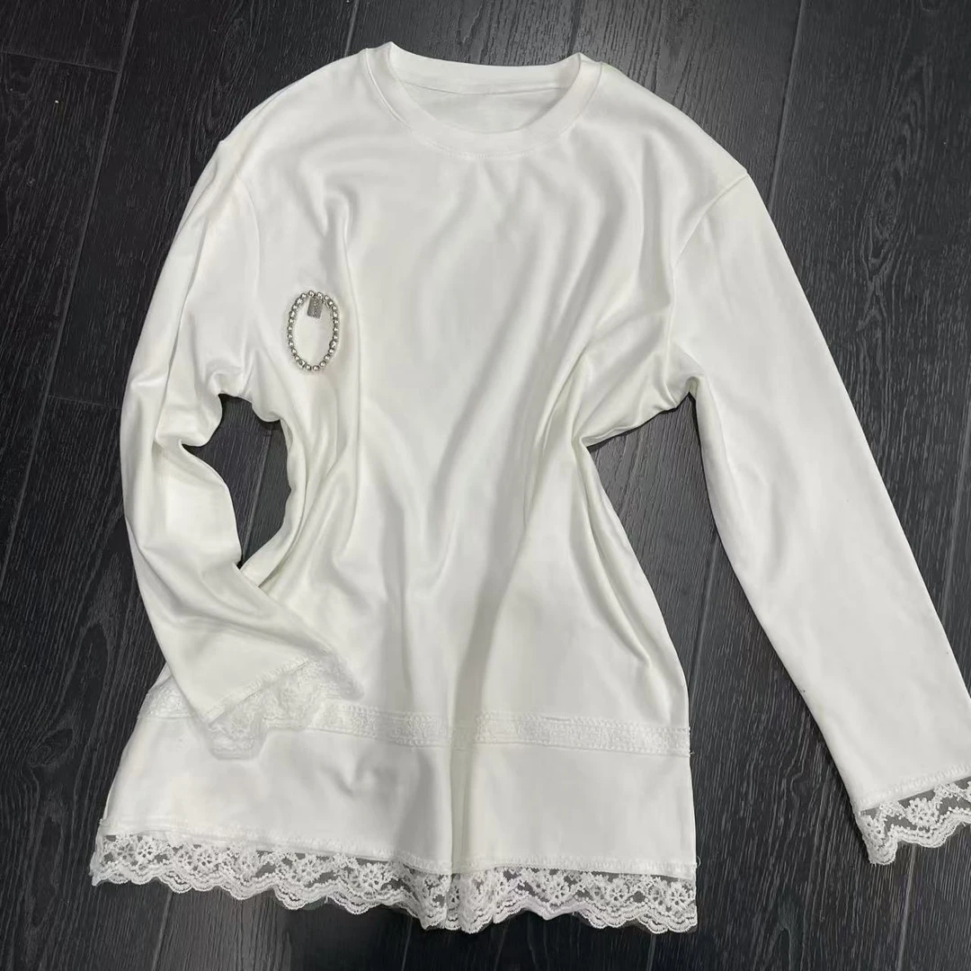 【 雨•美 推荐 】1212白色时尚百搭蕾丝花边T上衣