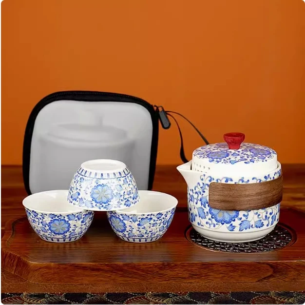 KK0235-掐丝银缠枝莲旅行套一壶三杯