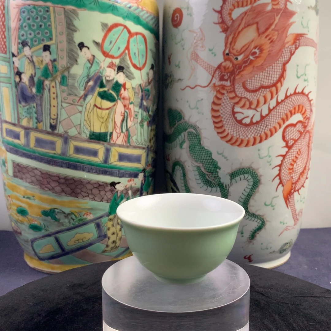陶杯子12895瓷器—豆青釉杯