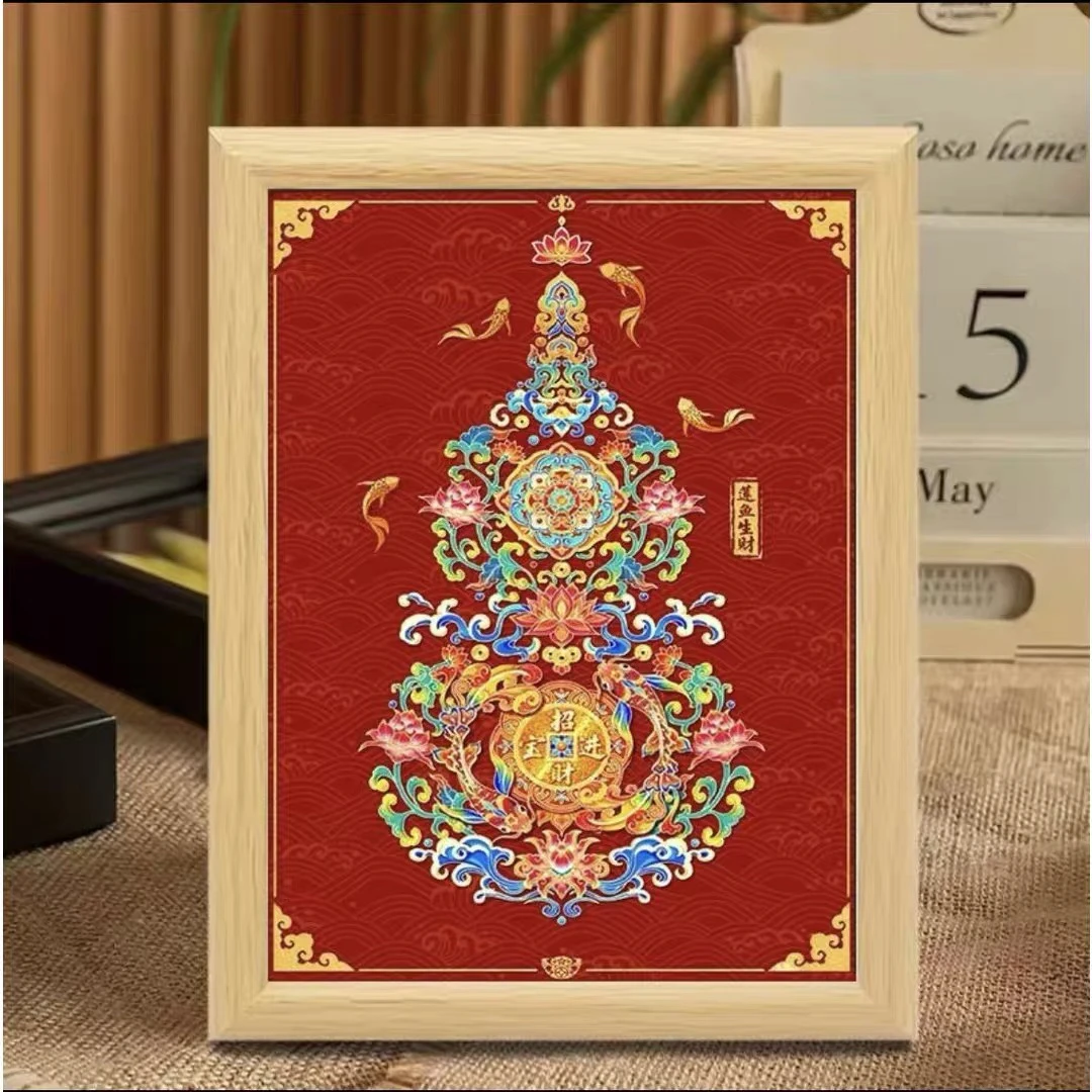 新中式福禄葫芦相框画红色系喜庆客厅卧室玄关装饰摆台