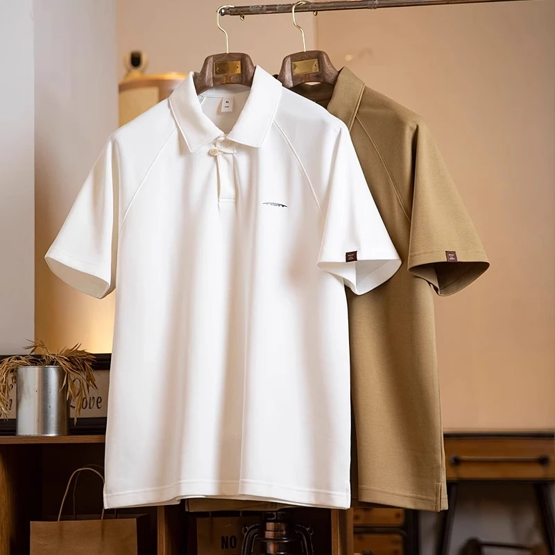 Salodac美式polo衫短袖男夏季宽松大码翻领t恤重磅休闲百搭半袖