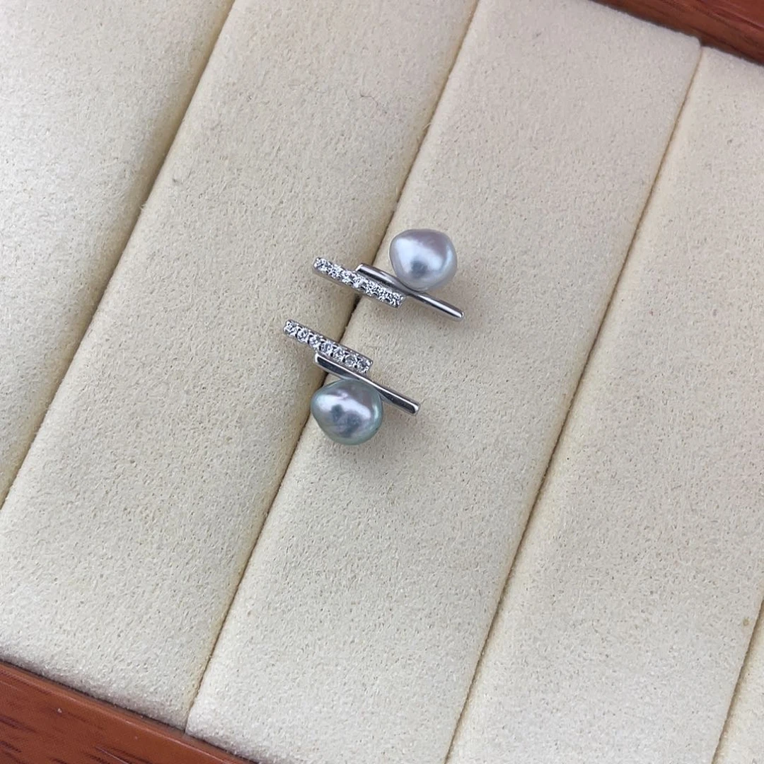 海水珍珠耳饰银S925镶嵌