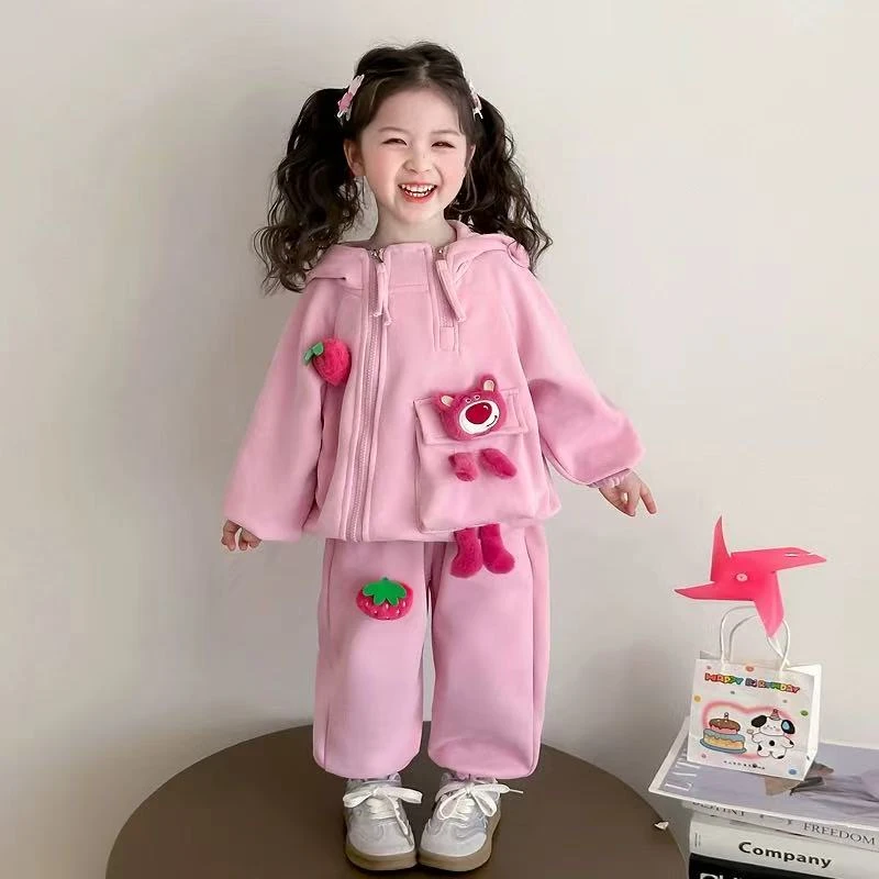 52125女童连帽运动卫衣两件套2025新款儿童秋装潮酷休闲衣服套装