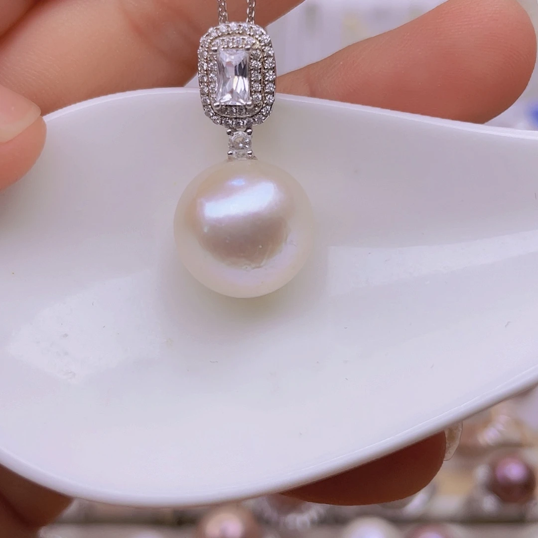 淡水珍珠银S925镶嵌吊坠(赠链)