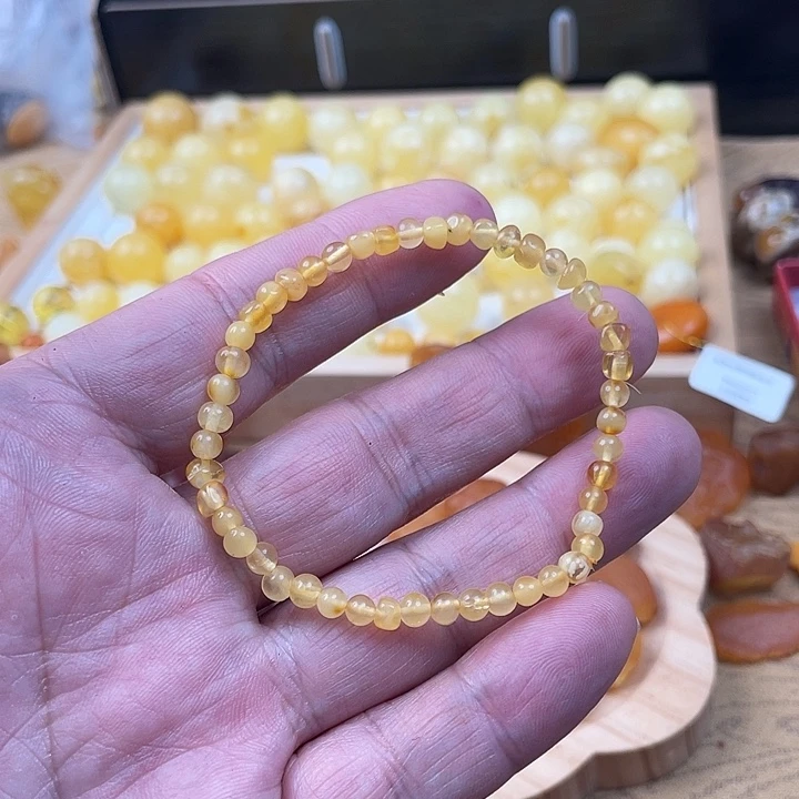 琥珀未镶嵌戒指手串
