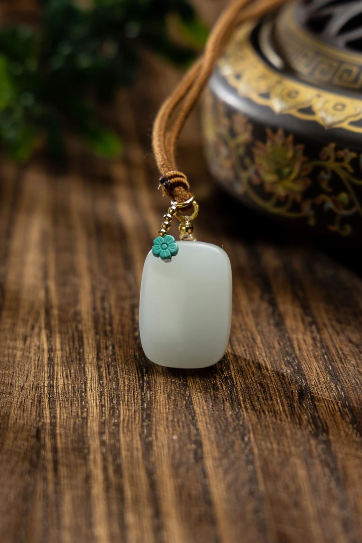 【央博玉】18K和田玉无事牌吊坠-YB94920068-多样性发一|BHT5