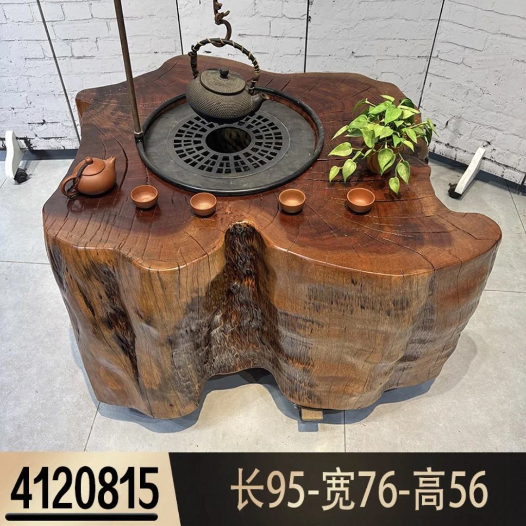 实木根雕茶几墩子原木树桩树墩围炉（单碳炉，不含铁架和壶装饰品）