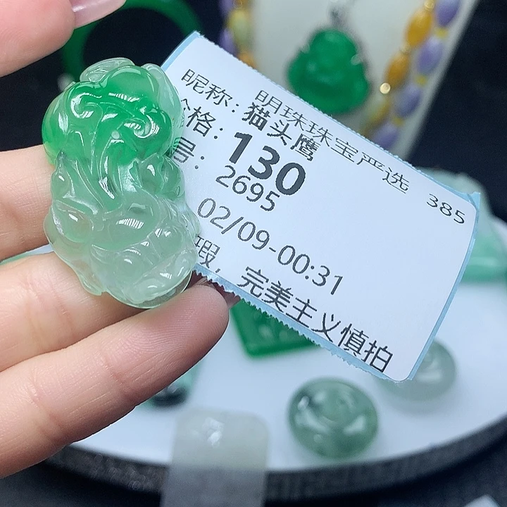 翡翠吊坠(赠链)未镶嵌猫*鹰