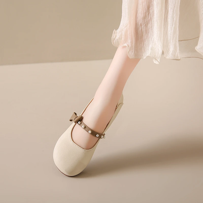 工厂直发法式浅口平底小皮鞋女透气新款夏季不累脚孕妇鞋真皮晚晚