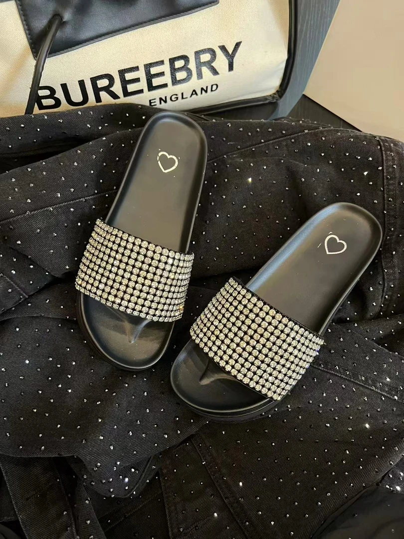 大金大码女鞋40-43新款钻面一字拖