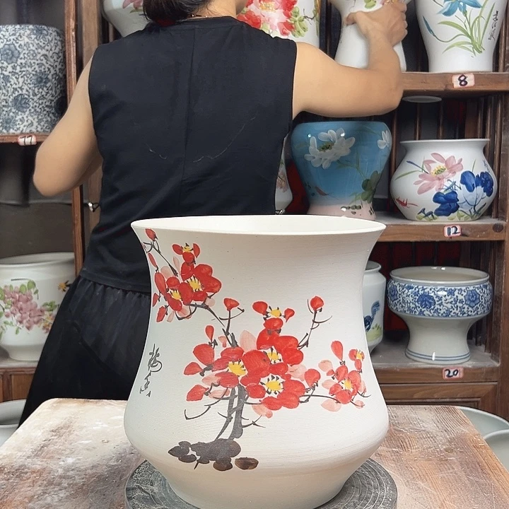 小蛮腰红梅花台陶瓷陶瓷陶瓷