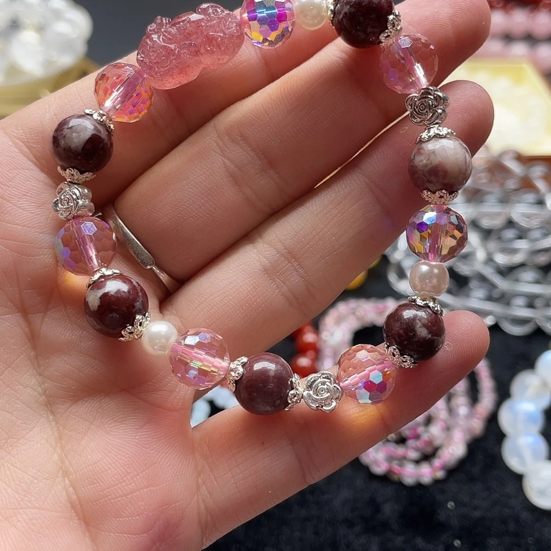 水晶未镶嵌手链草莓晶设计手串