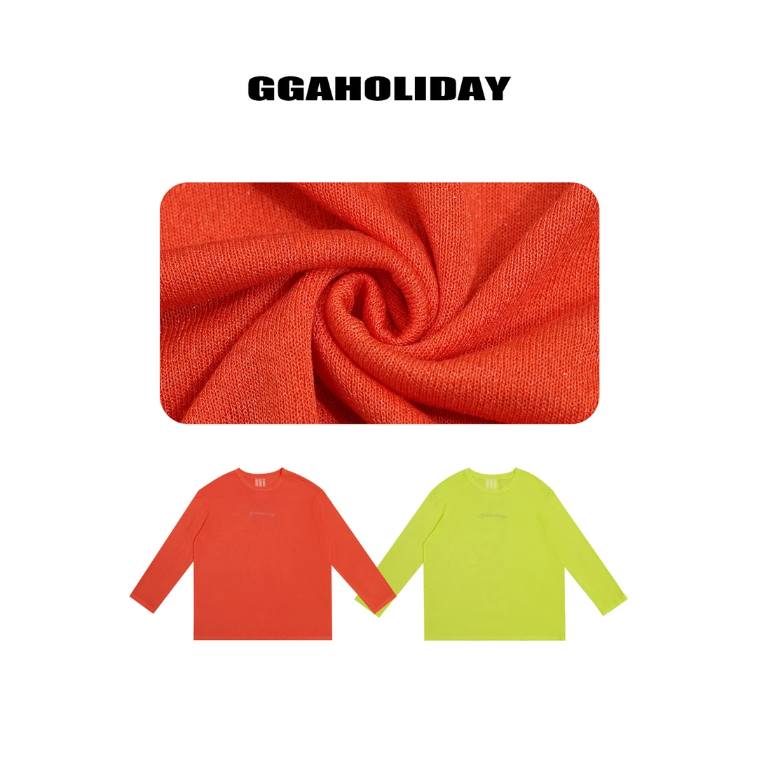 【上新】GGAHOLIDAY时尚百搭休闲纯色薄款显瘦纯色长袖T恤-152598