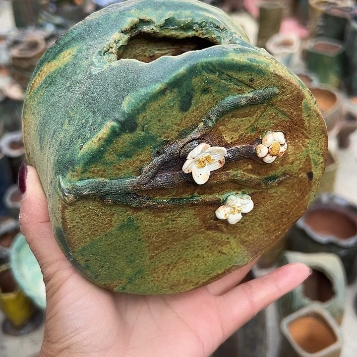 手工粗陶高温花盆