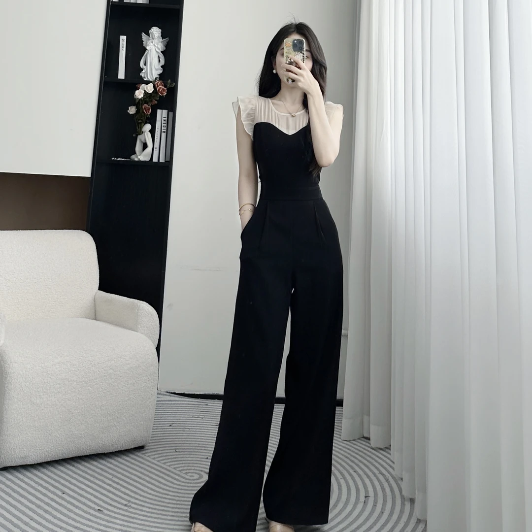 拉夏贝尔25夏法式气质洋气显瘦百搭高级高腰女款连体裤 10399 LSC