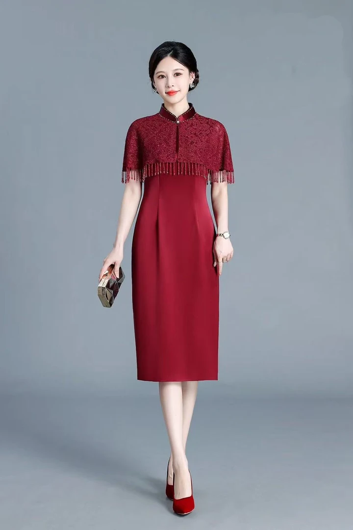 2025新款流苏高端妈妈婚宴装订婚改良年轻喜婆婆参加婚礼敬酒服