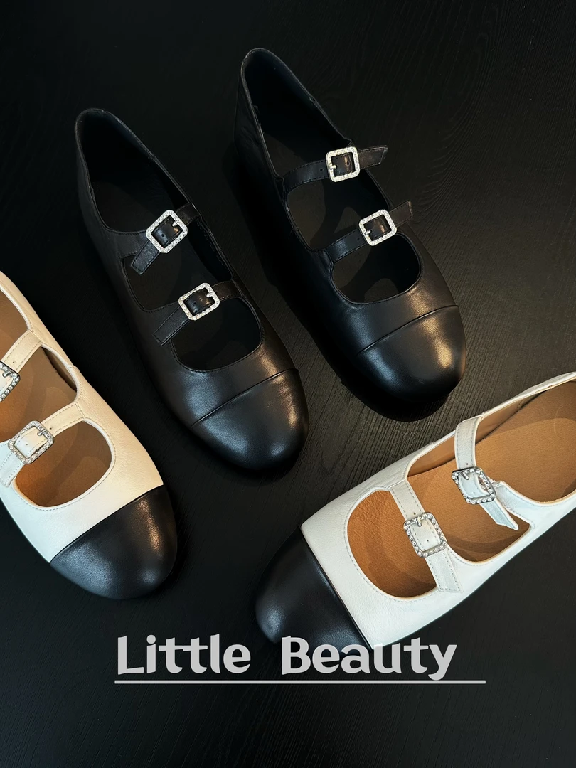 【小美家】头层牛皮小香风四季平底单鞋