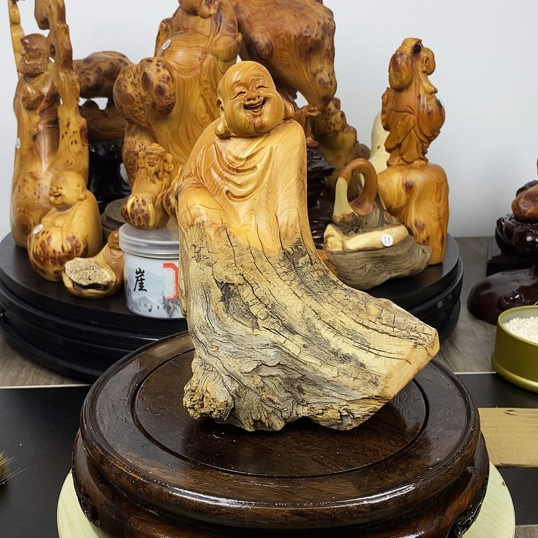 1***康柏木崖柏弥勒摆件