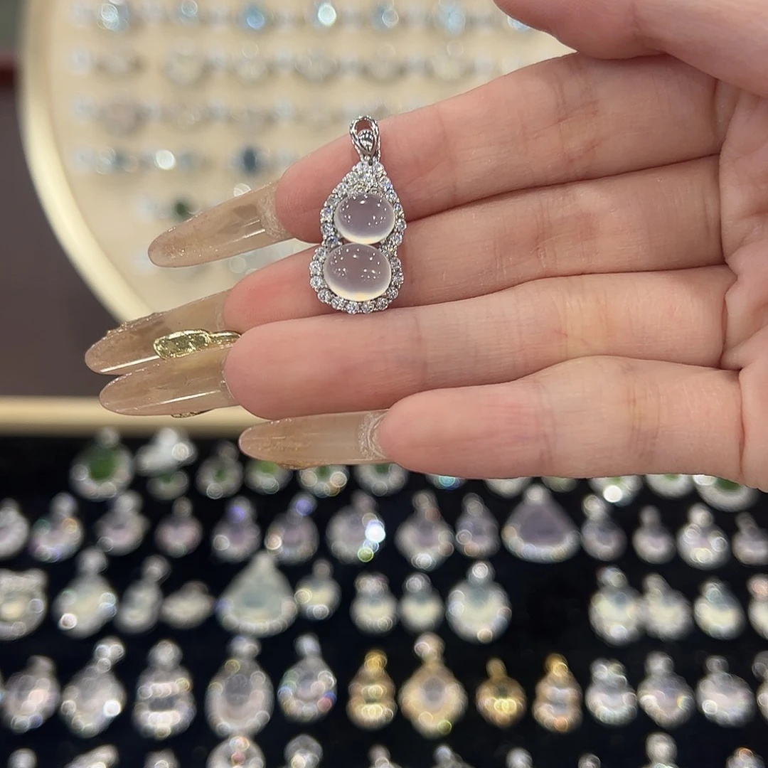 锦***）蛇纹石玉银S925镶嵌颈饰