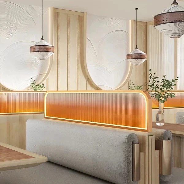 空间隔断长虹玻璃餐厅过道矮屏风遮挡墙加高不锈钢饭店烧烤店围栏