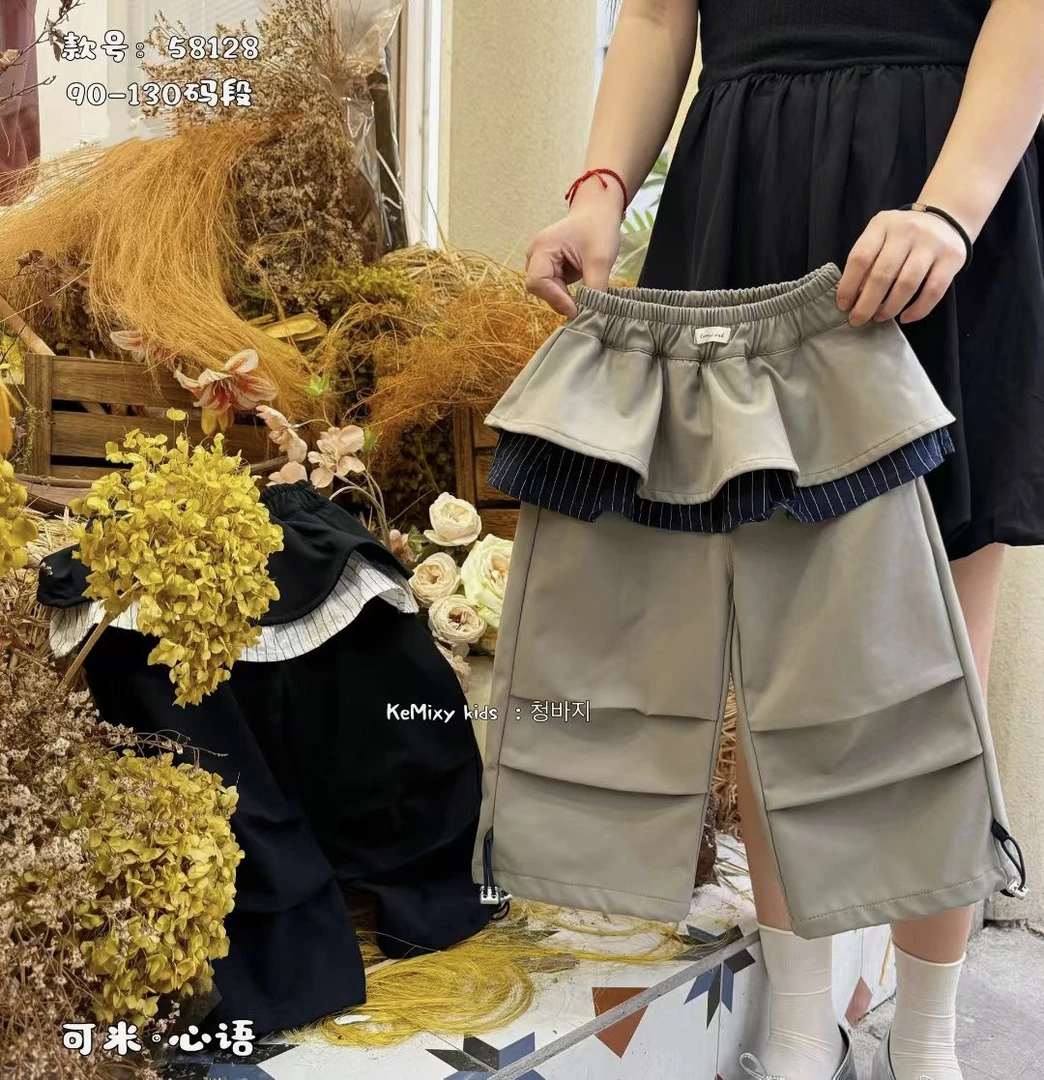 女童韩版休闲百搭屁帘宽松直筒裤B1