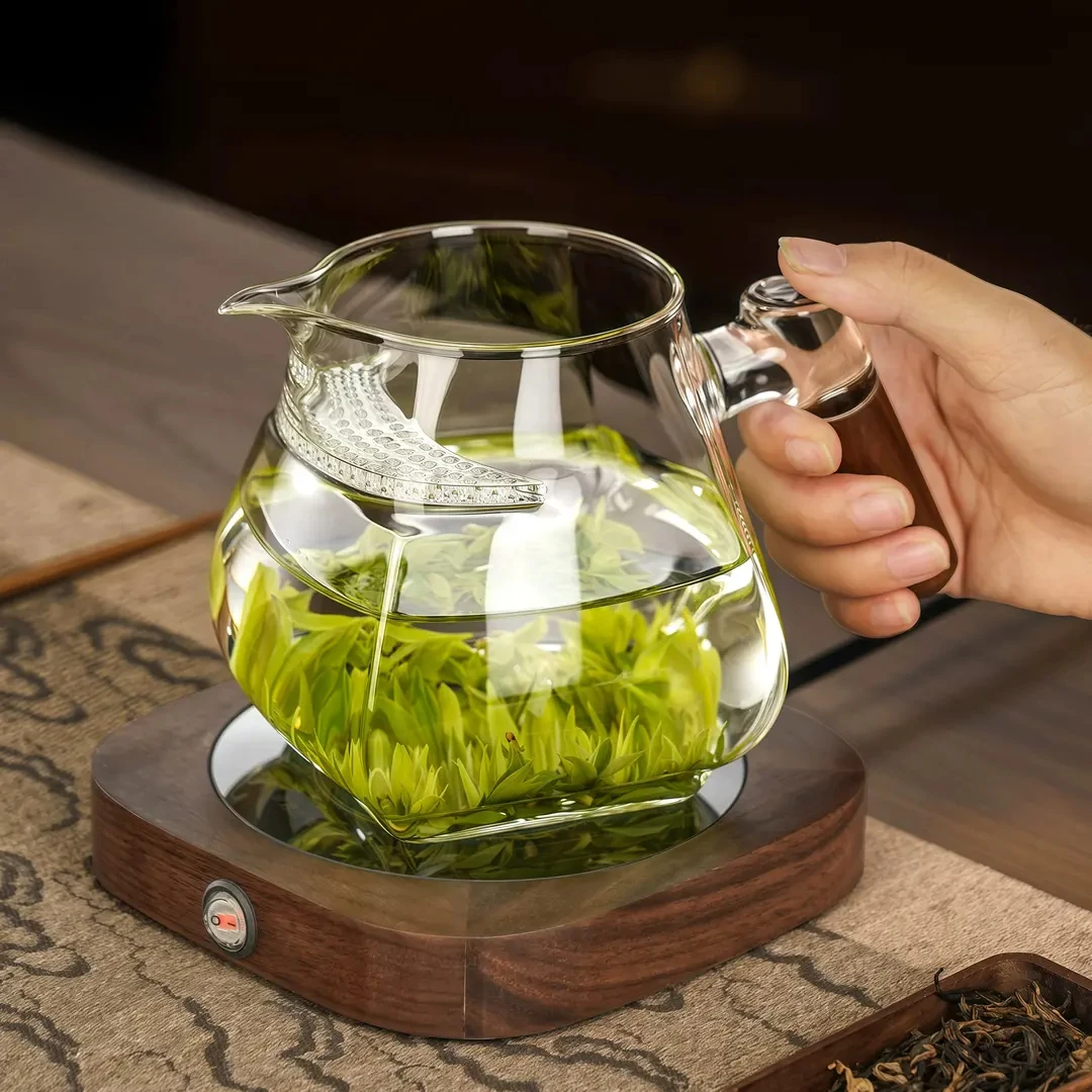 玻璃杯家用月牙公道杯加厚防烫耐高温茶漏一体带把公杯高级感茶海