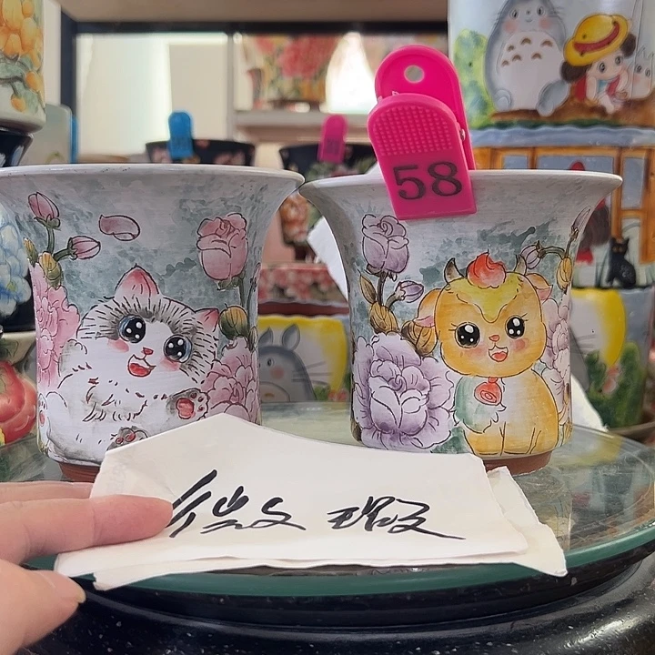 景德镇幸运花盆手绘韩式花盆