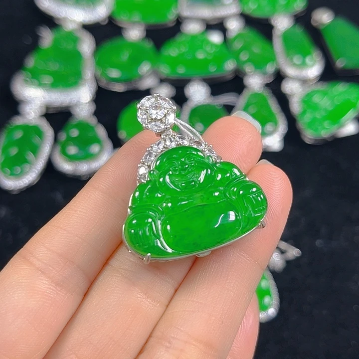 翡翠银S925镶嵌吊坠(不含链)