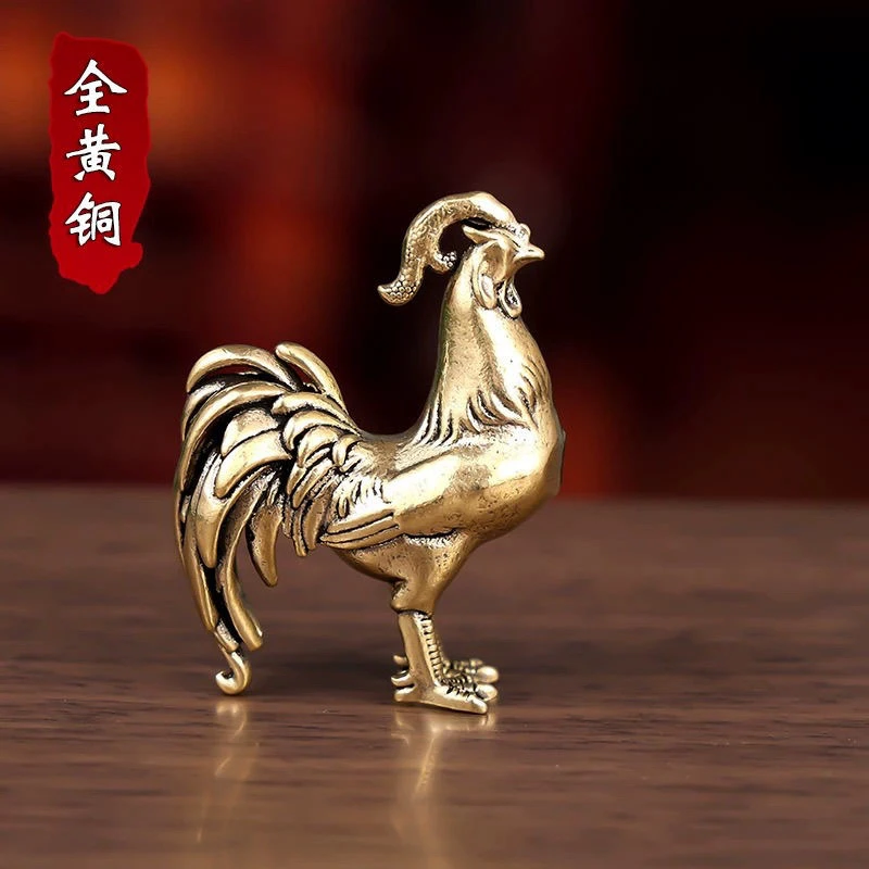 纯黄铜公鸡摆件生肖鸡金鸡报晓家居桌面客厅玄关办公室装饰工艺品