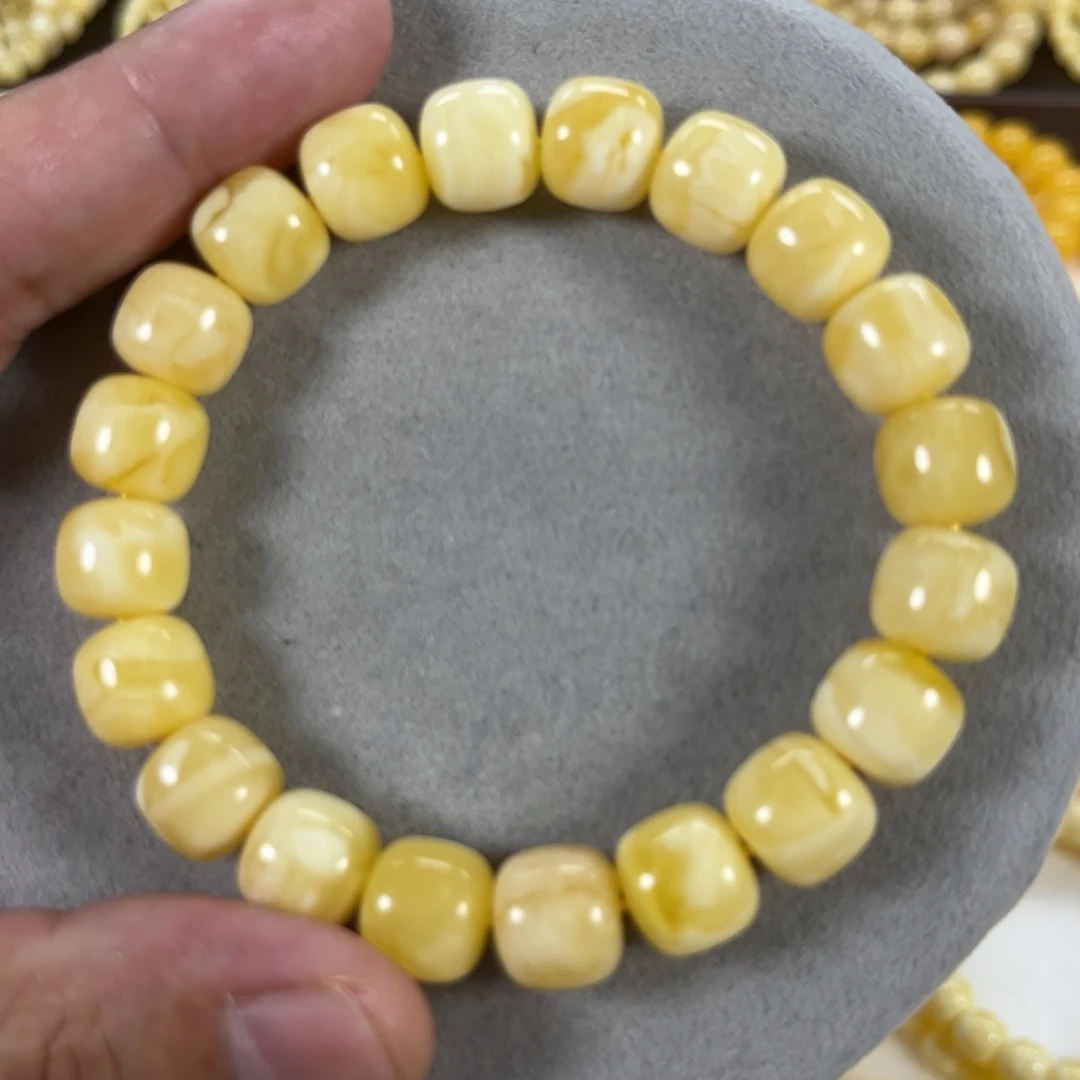 未镶嵌蜜蜡手串纯天然俄料白花12*11