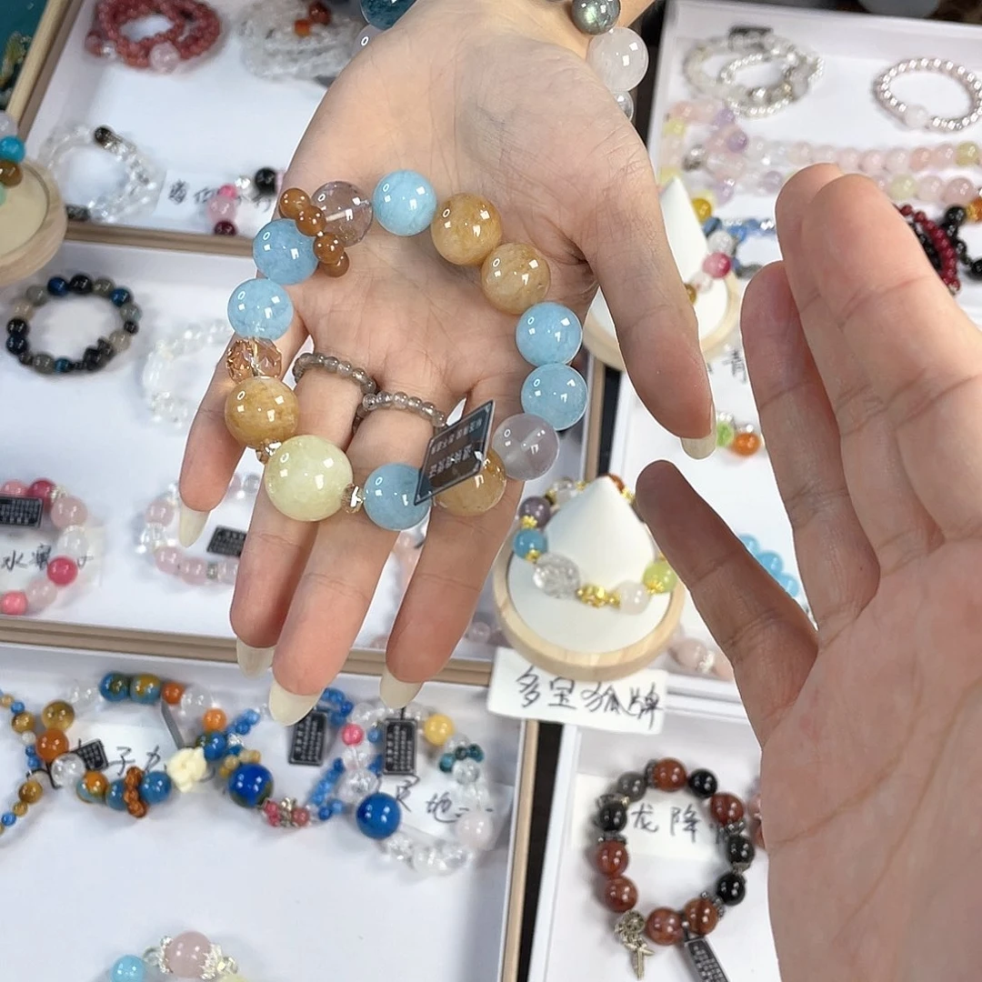 水晶手链银S925镀金镶嵌