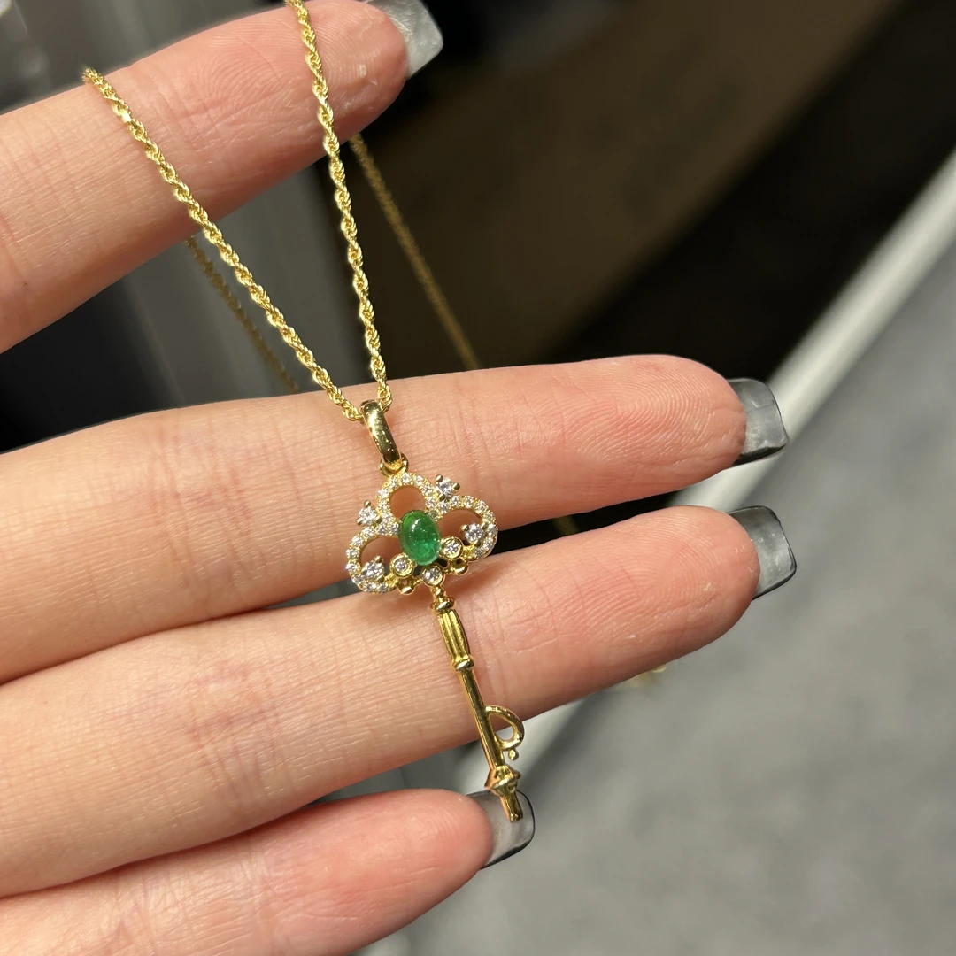 S925祖母绿项链7749