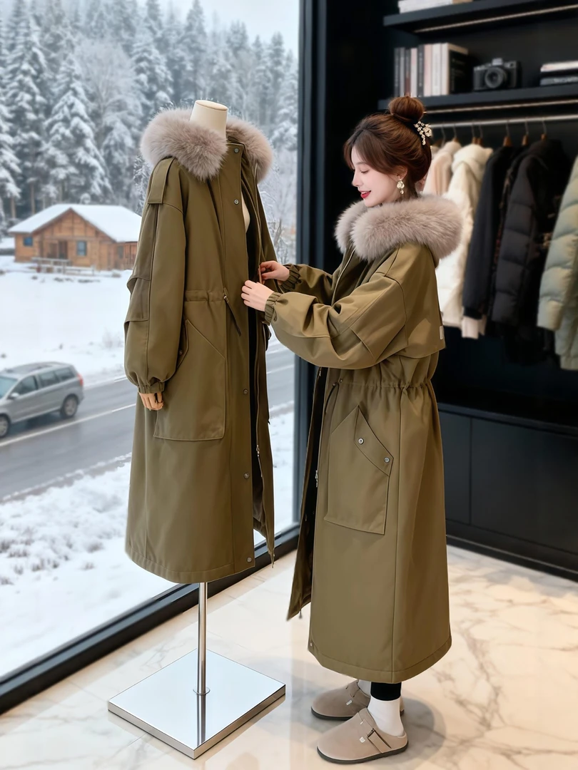 冬装中长款加厚棉服外套女2025新款今年流行爆款巨好看的派克服