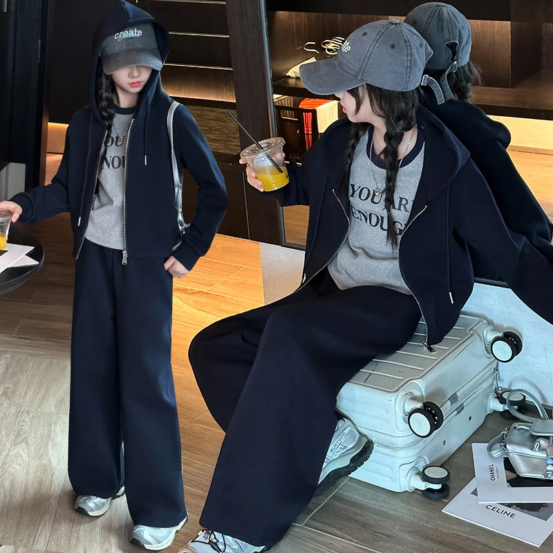 女童套装2025新款洋气运动套装时髦卫衣两件套中大童春秋装运动服