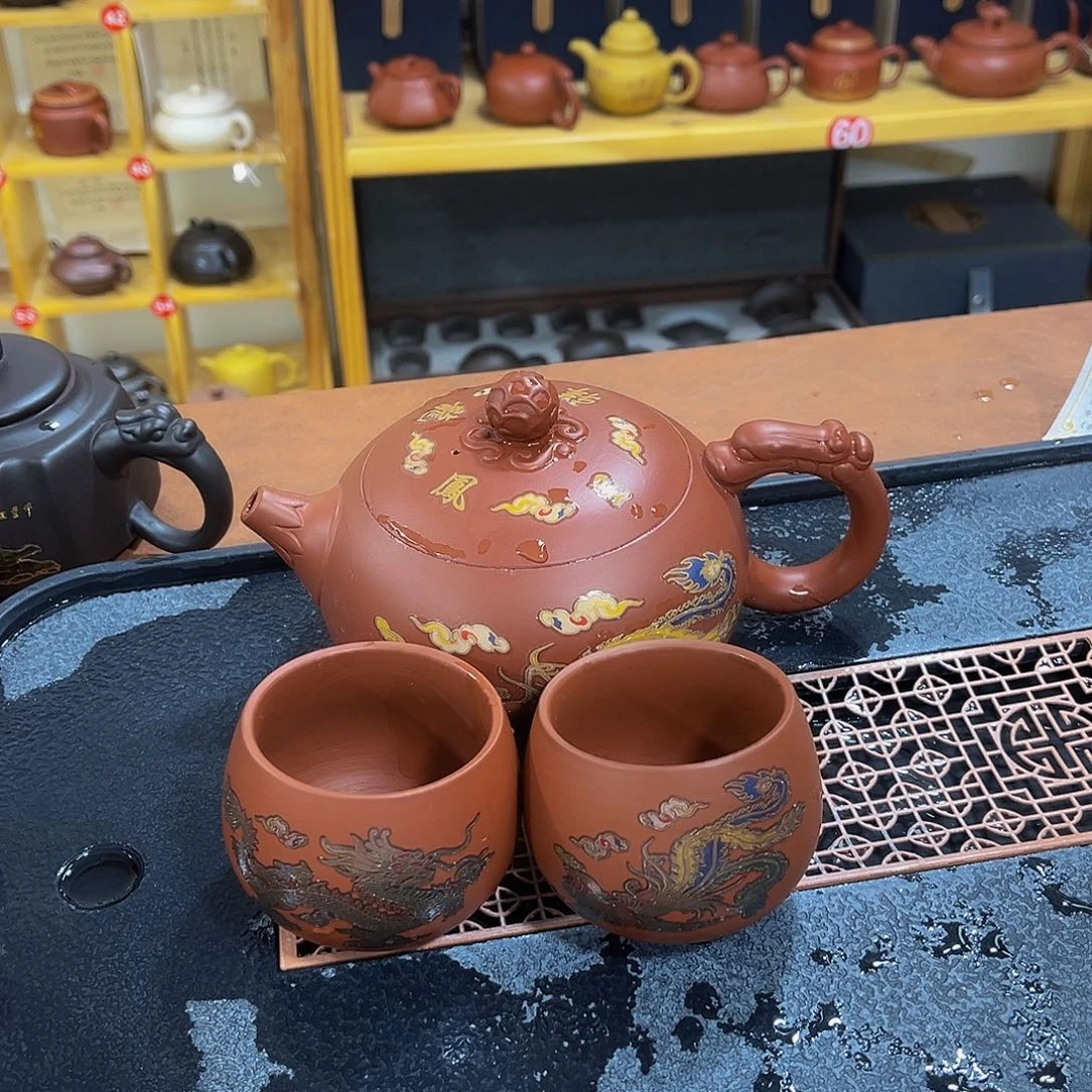 茶壶紫砂紫砂壶500cc4杯