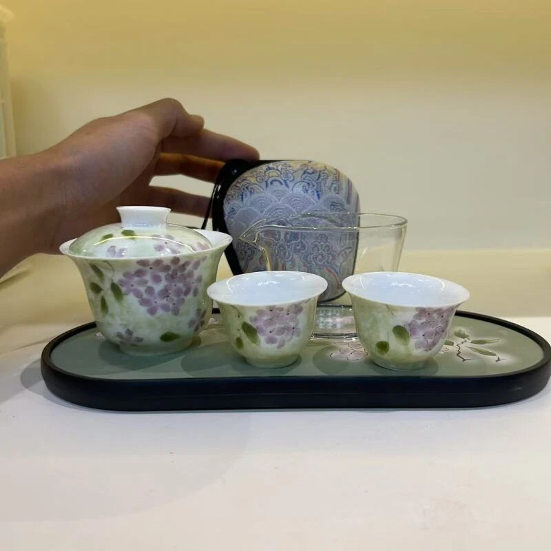 绣球花快客杯+茶盘-ZH1304
