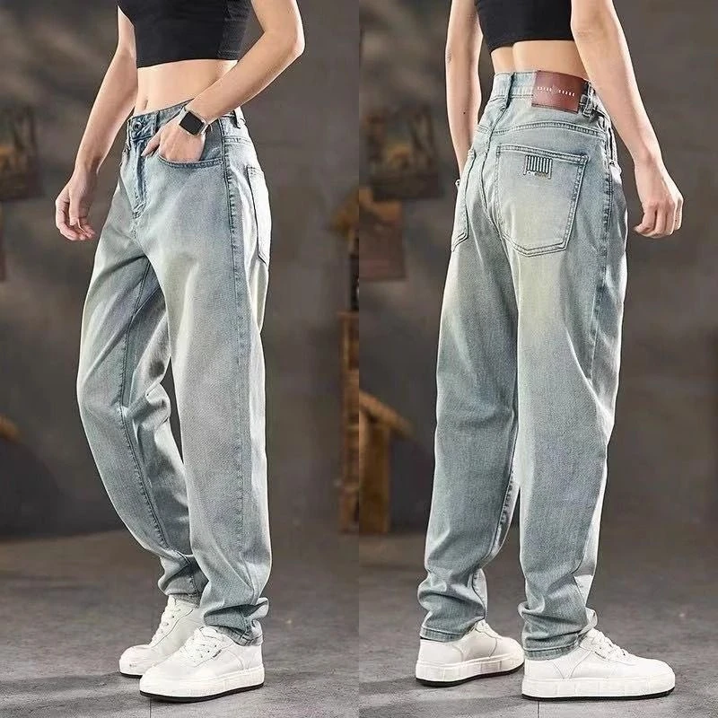 夏季薄款牛仔裤男士显瘦锥形直筒透气弹力长裤潮流复古百搭长裤男