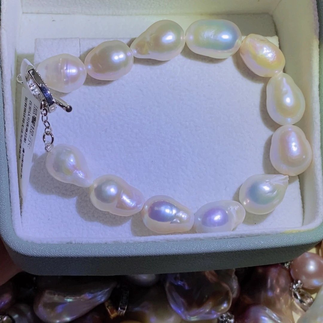 银S925镶嵌淡水珍珠天然淡水珍珠无染色无优化