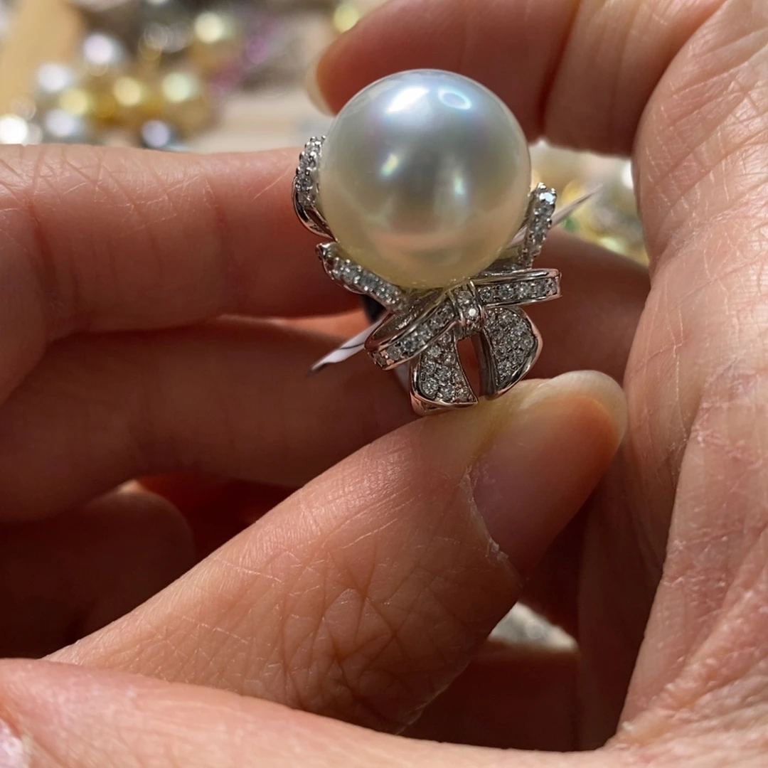 海水珍珠戒指银S925镶嵌