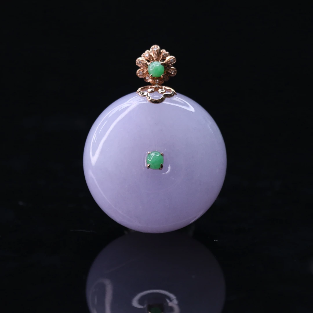 FC31天然缅甸翡翠A货18k紫平安扣/301152/保利厦门拍卖