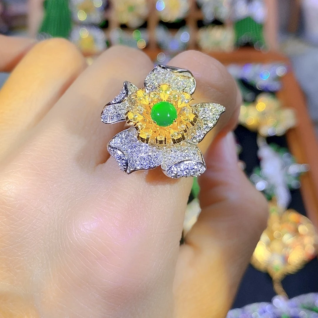 吊坠(不含链)银S925镶嵌翡翠