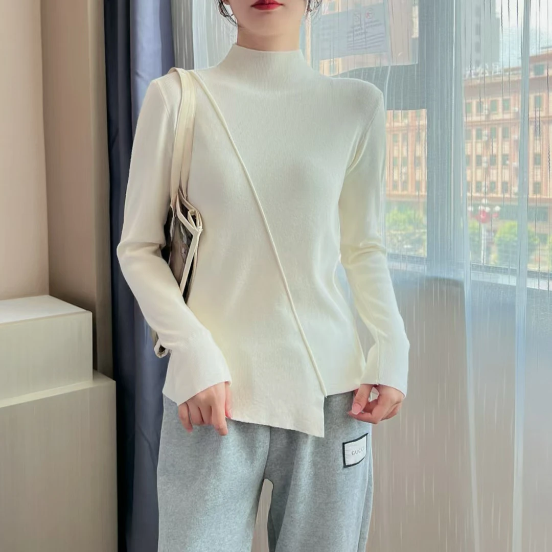 【洛尔专属】新款秋冬显瘦长袖时尚百搭修身半高领针织衫BLE6970#